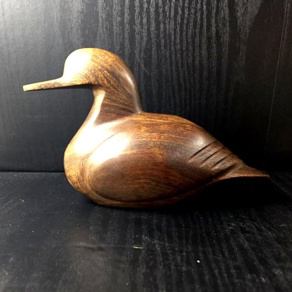 Vintage Ironwood Hand Carved Sitting Duck Figurine Rustic Decor Hunter Gift - Picture 1 of 6
